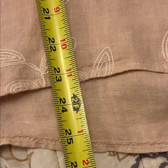 Elegant Floral Soft Pink Blouse 100% Linen #94 - Picture 8 of 8